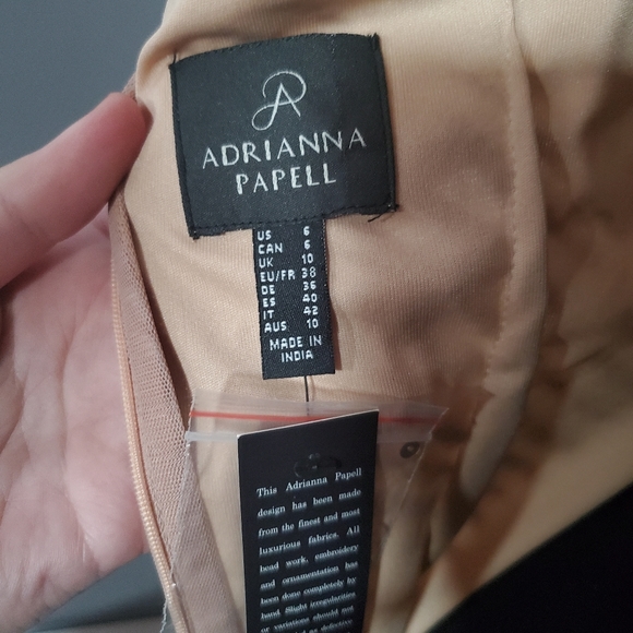 Adrianna Papell Midi Nude Sequin Beaded Evening Cocktail Prom Dress sz 6 - Picture 10 of 11